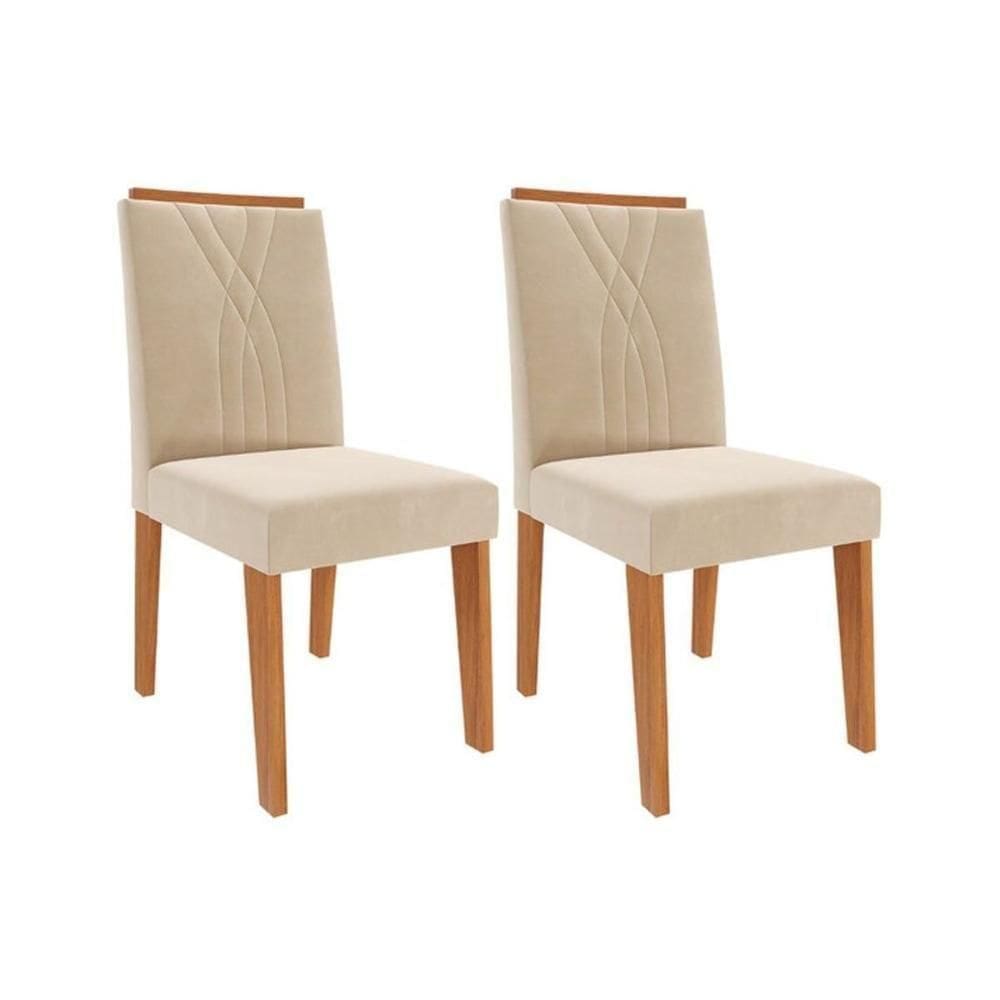 Cadeira De Cozinha Nicole Kit 2 Un Cinamomo-suede Nude Bege - Cimol