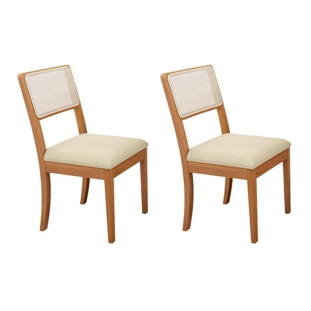 Kit 2 Cadeiras De Cozinha Lola 2cmm004ca Premium Madeira Maciça 2 Un Carvalho-linho Bege Argila-tela Bege - Kappesberg