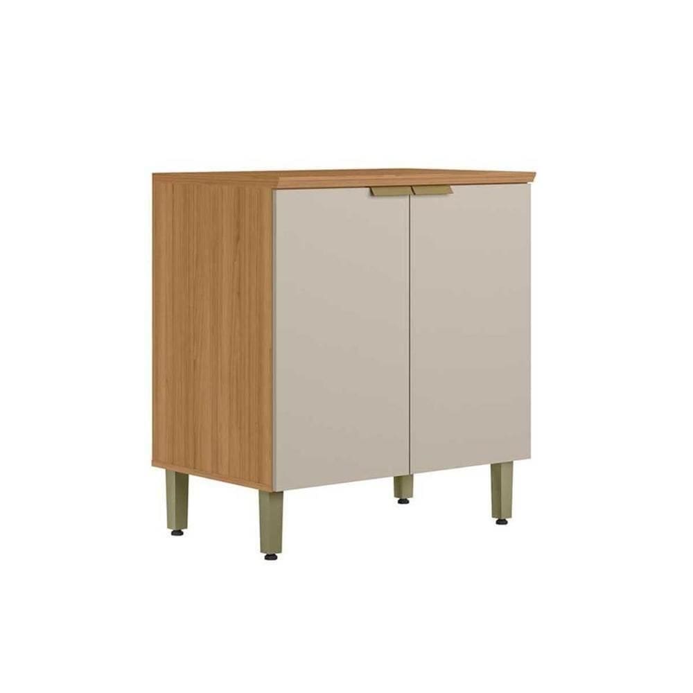 Balcão De Cozinha Modulado C- Tampo Selene C- 2 Portas 80cm Jequitiba-off White Fosco - Linea