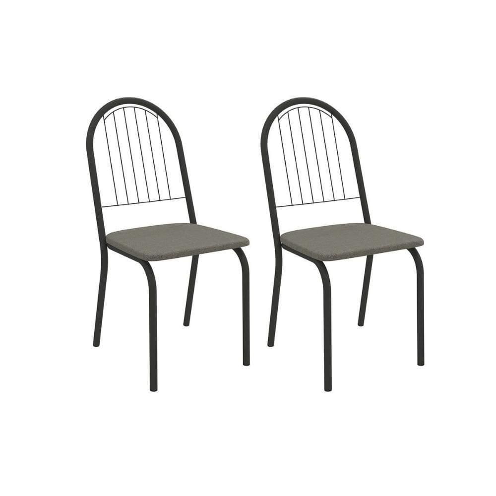 Kit 2 Cadeiras De Cozinha Noruega 2c077prf Aço 2 Un Preto-linho Escuro - Kappesberg