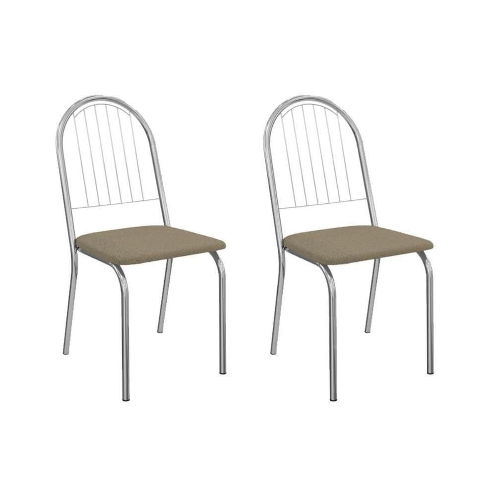 Kit 2 Cadeiras Sala Jantar Noruega 2c077cr Aço 2 Un Cromado-boucle Bege Fendi - Kappesberg