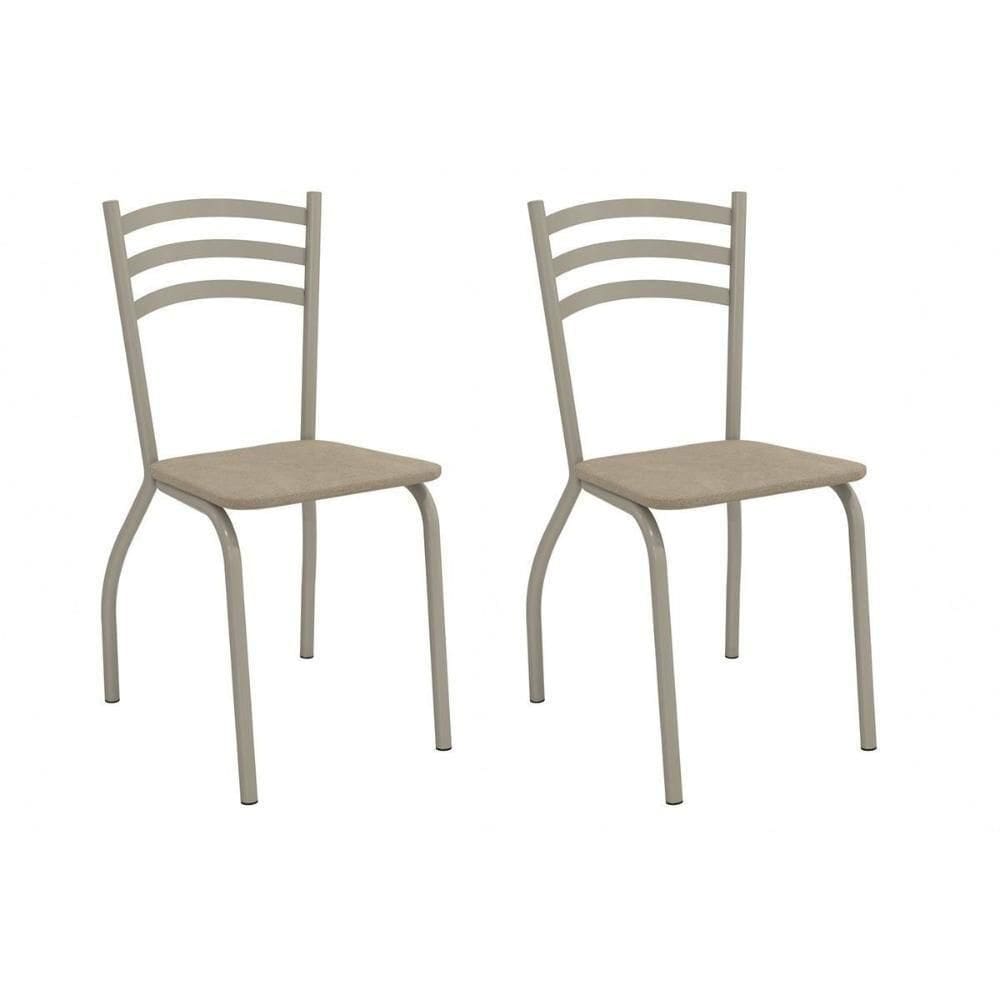Cadeira De Cozinha Portugal 2c007nk Aço Kit 2 Un Niquel-linho Bege Fendi - Kappesberg