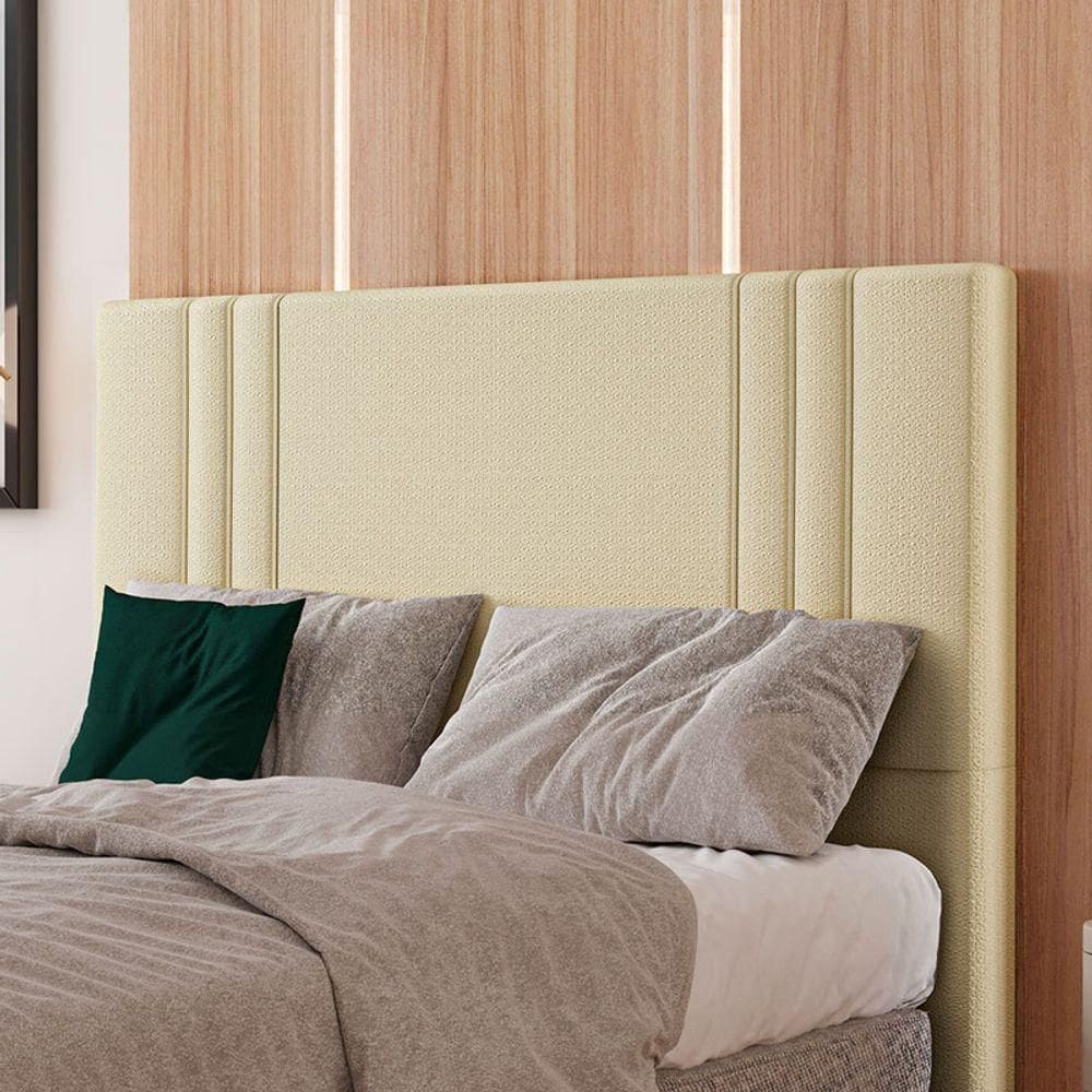 Cabeceira Estofada King 195 Cm Diamante Linho Creme