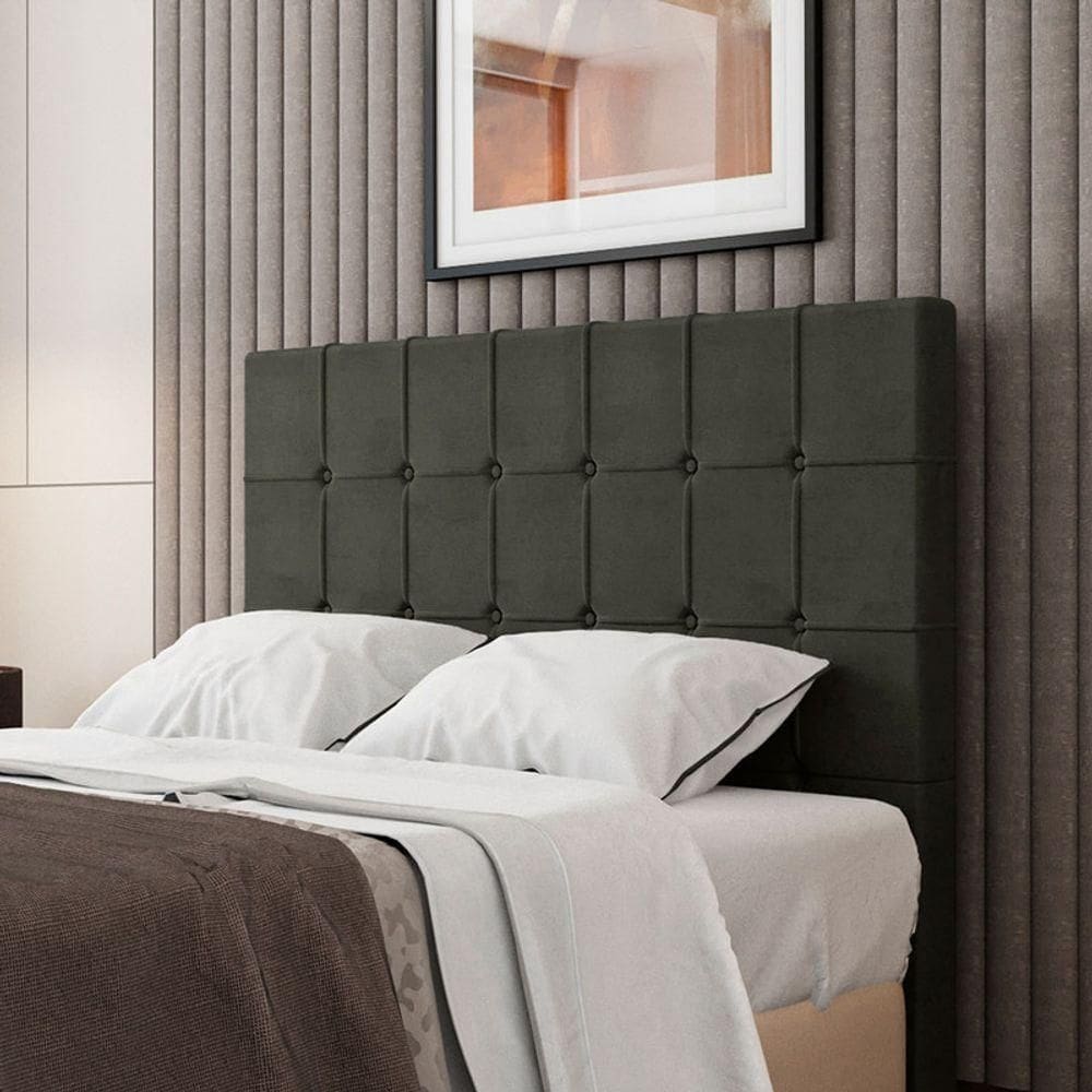 Cabeceira Estofada King 195 Cm Turmalina Veludo Marrom