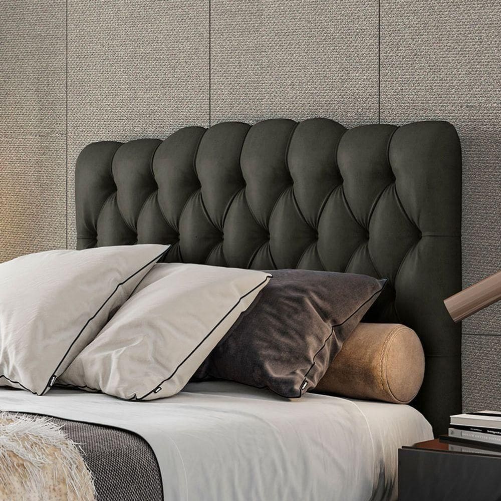 Cabeceira Estofada King 195 Cm Prisma Veludo Marrom