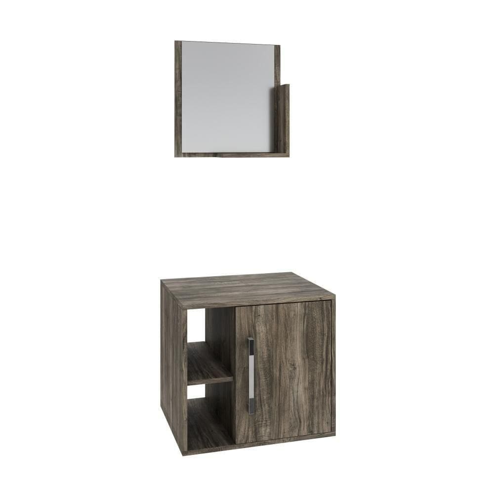 Conjunto Balcão E Espelheira Soft 500 Perffect Acetinado Carvalho Dark