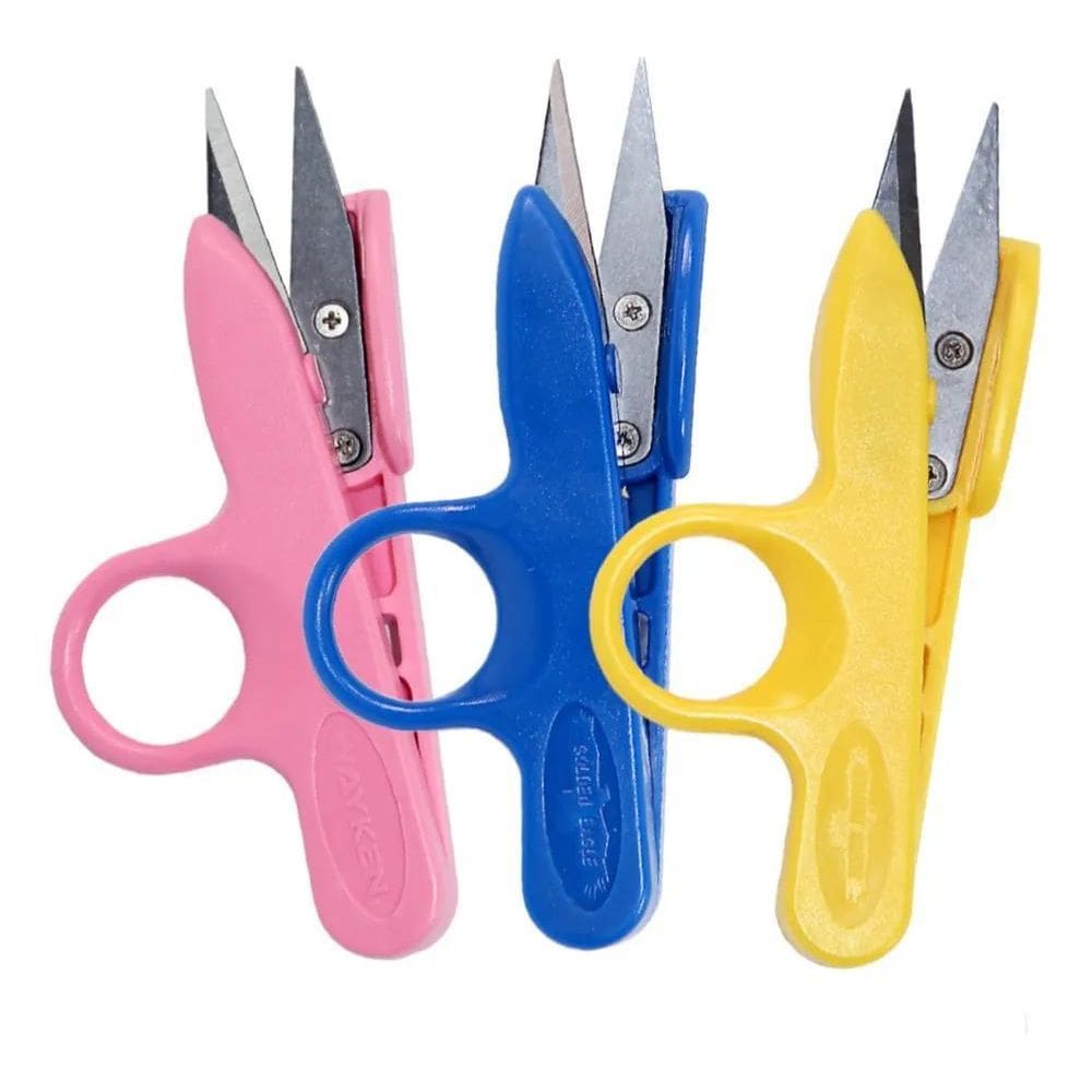 2X Tesoura Arremate - 3 Unid - Rosa Azul Amarelo Tecelão Cos