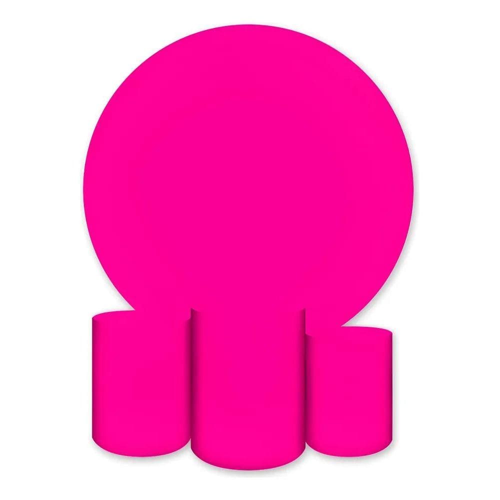 Painel Redondo E Capas De Cilindro Subl Rosa Choque