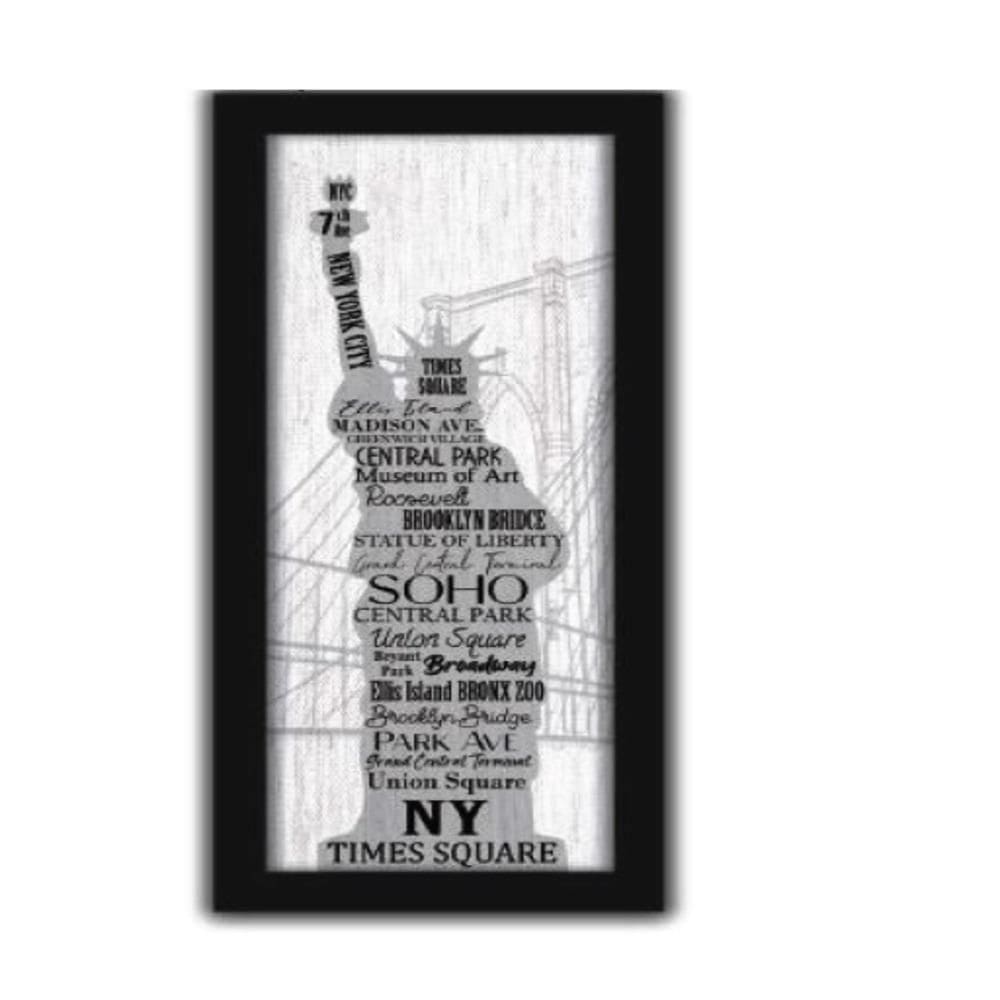 Quadro Decorativo New York Estatua Liberdade Frases Eua