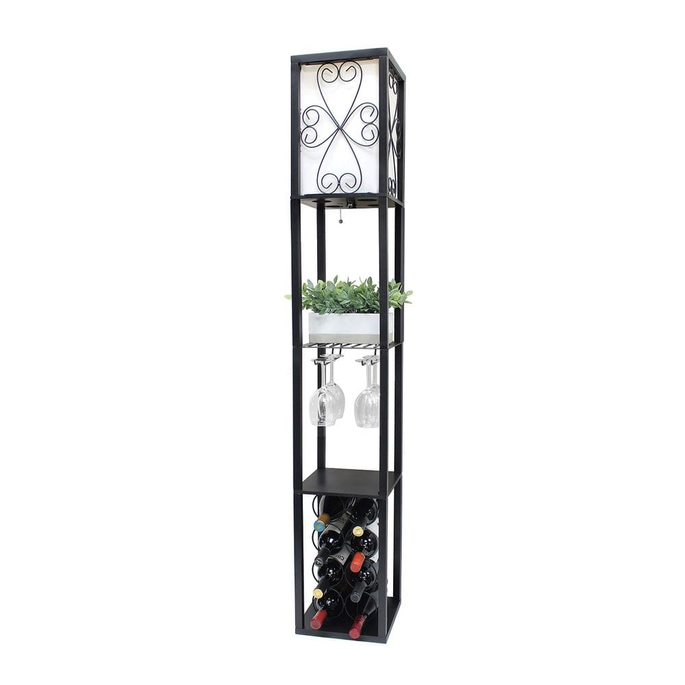 Luminária de chão Simple Designs LF1015-BLK Wine Rack preta 159cm