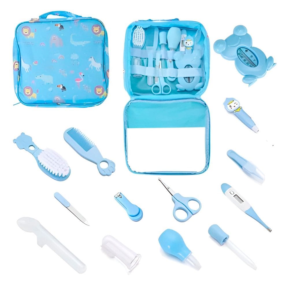 Kit Acessórios Bebê 13 Pçs Bolsa Higiene Unhas Cabelo (azul)