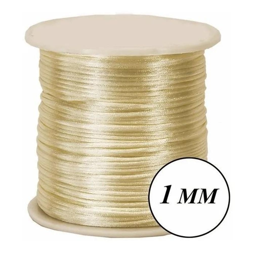 Fio Cordão Cetim Seda Rabo Rato 1Mm 10M - Var Bege Medio