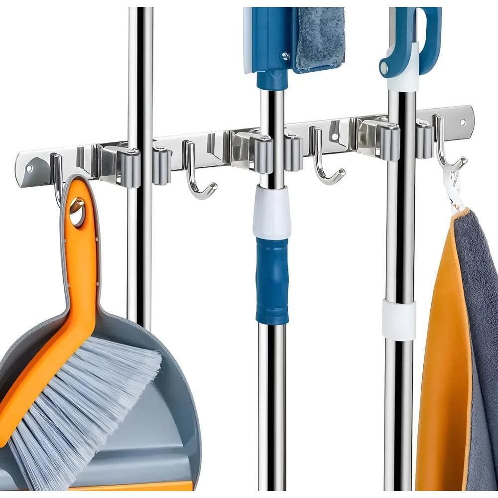 Suporte Vassoura Mop Rodo Pá Pano Organizador Inox Parede In