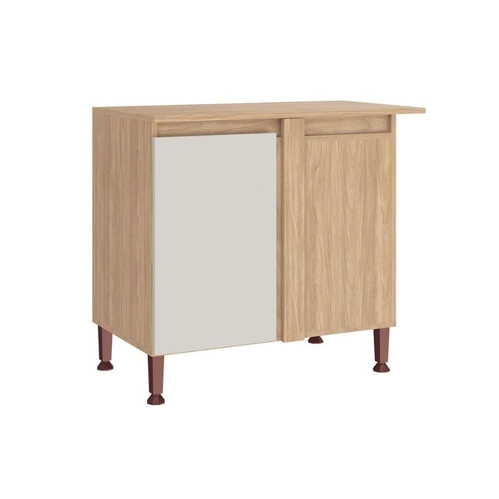 Balcão De Cozinha C- Tampo Rebeca Canto 94cm -off White - Movelbento