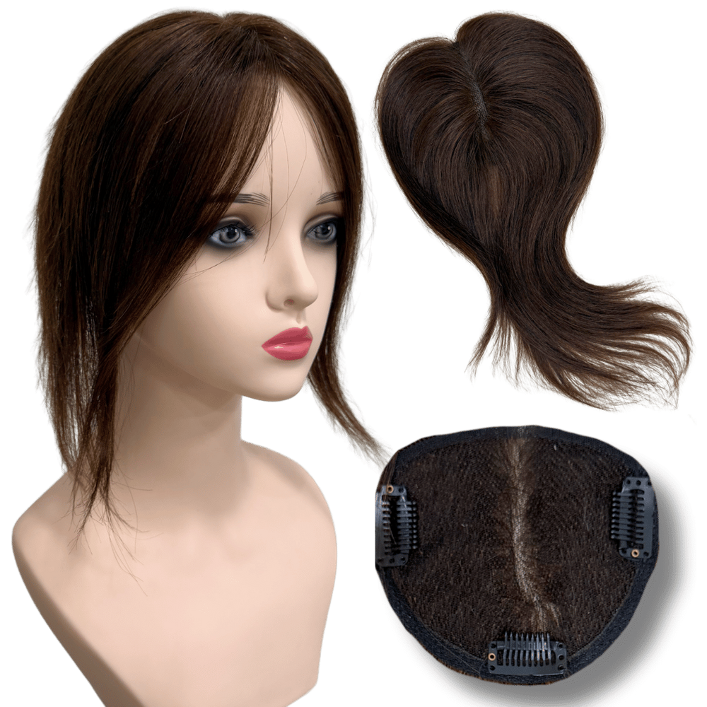 Prótese capilar humana HD Lace topo com tic-tac prendedores
