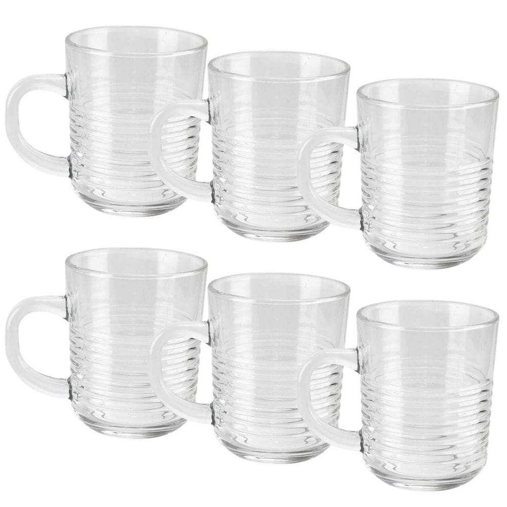 Conjunto 6 Canecas Vidro Transparente Estilo Colmeia 300Ml