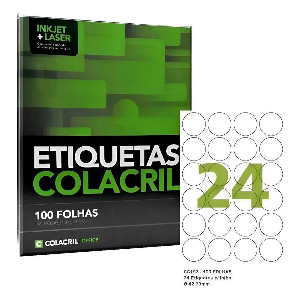 Etiqueta Adesiva Carta Redonda Cc193 42,33M Colacril 100 Fls