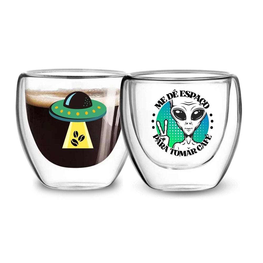 2 Copos Café 80Ml Vidro Borossilicato Personalizado E.T