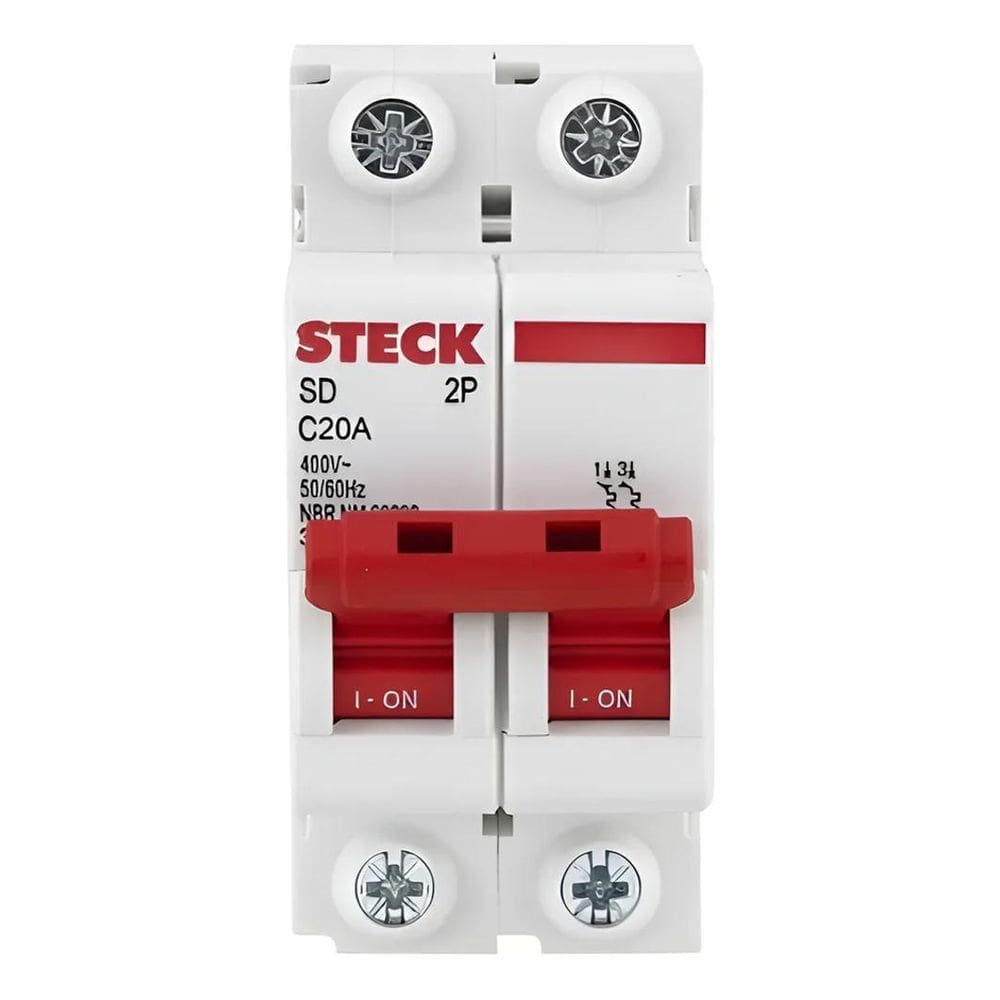 Disjuntor Steck Bipolar 10, 16. 20, 25, 32, 40, 50 Curva 20A