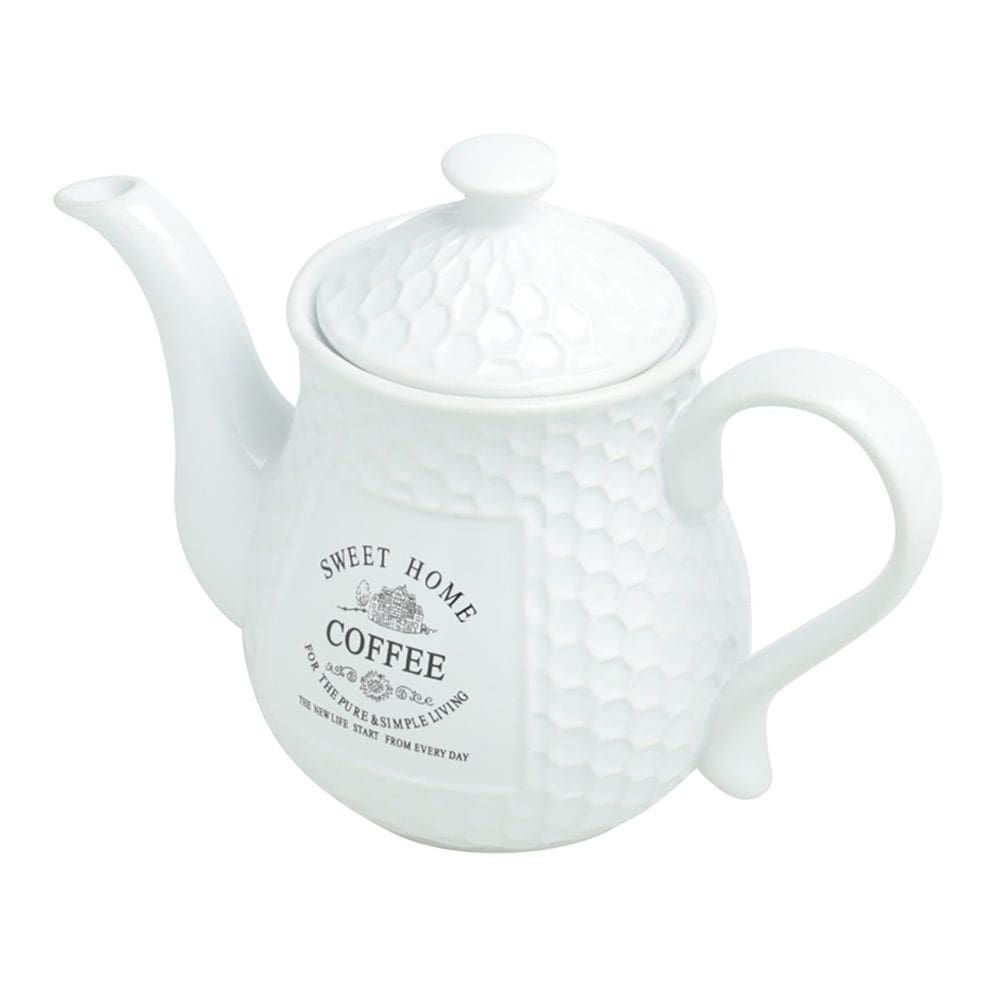 Bule Para Café de Cerâmica Sweet Home Colméia Branco 850ml Bon Gourmet
