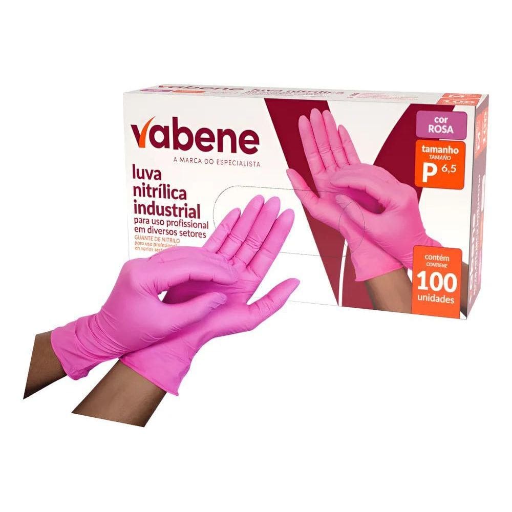 Luva Nitrilica Descartavel Com 100Un Sem Pó Rosa Azul B Azul