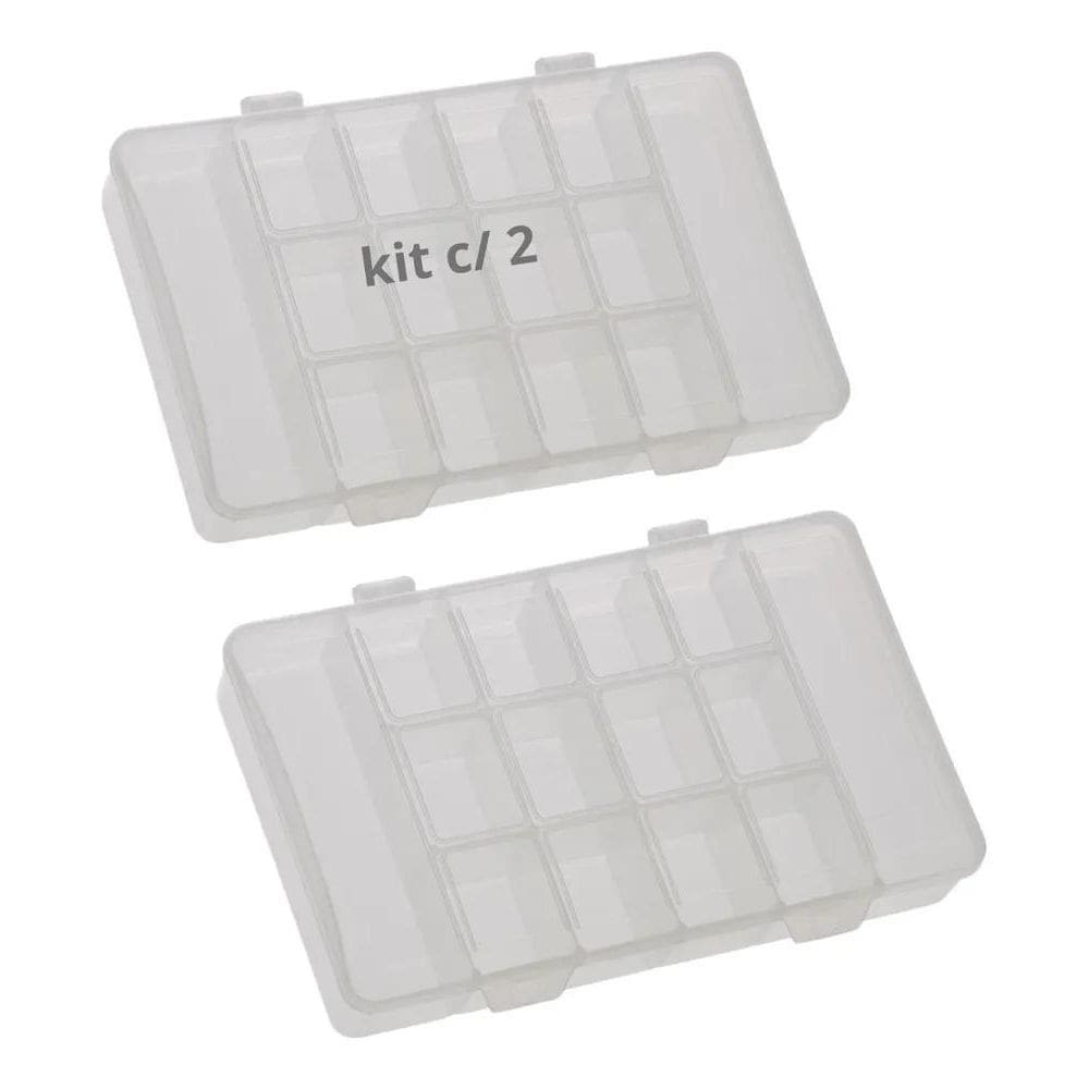 10X Kit 2 Caixas Box Oganizadora Com 14 Divisórias Porta Cos