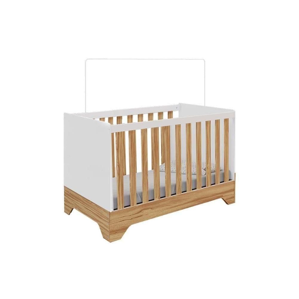 Berço - Mini Cama Infantil Popy Retrô 3 Em 1 Branco-amendoa - Peroba