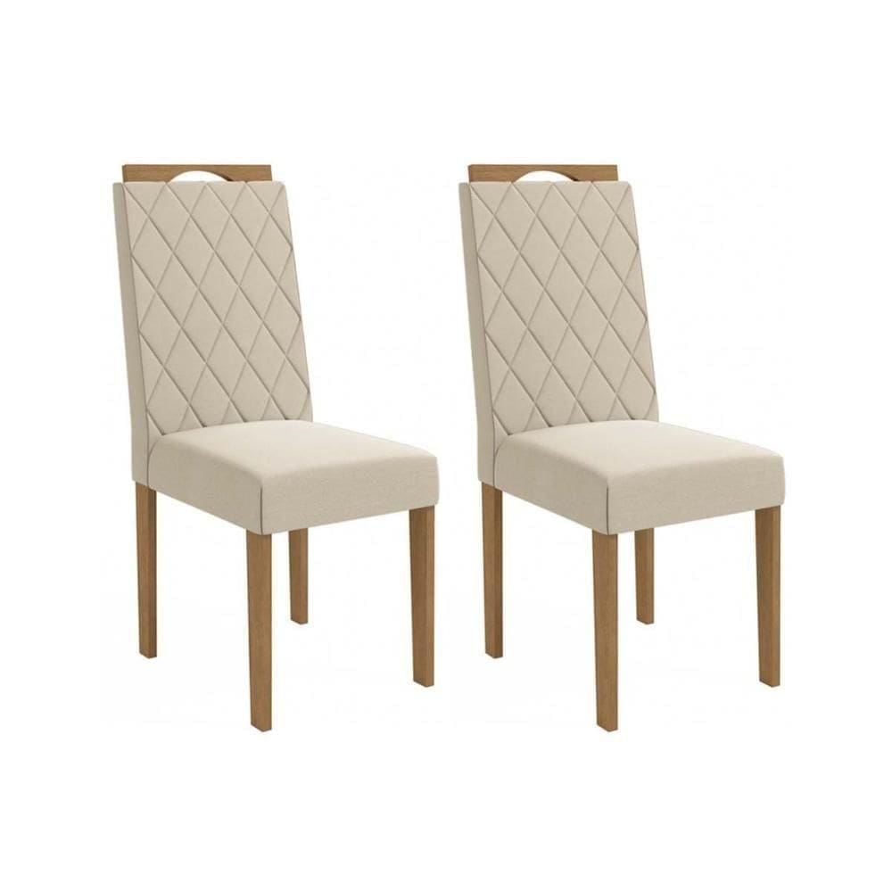 Kit 2 Cadeiras Sala Jantar Camélia 2 Un Carvalho-linho Bege Argila - Kappesberg