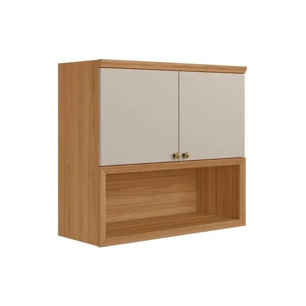 Armário De Cozinha Modulado Selene C- 2 Portas E 1 Nicho 80cm Jequitiba-off White Fosco - Linea