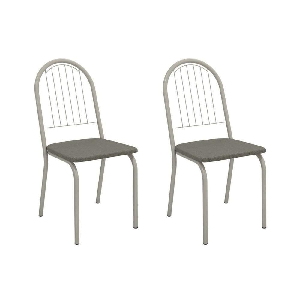 Cadeira De Cozinha Noruega 2c077nk Aço Kit 2 Un Niquel-linho Escuro - Kappesberg