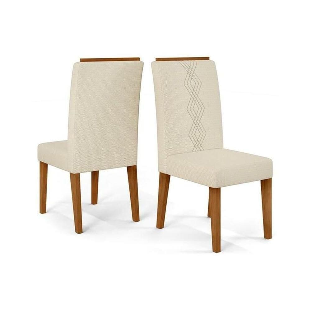 Cadeira De Cozinha Yasmin Kit 2 Un Freijo-linho Neve Bege - Dj Móveis