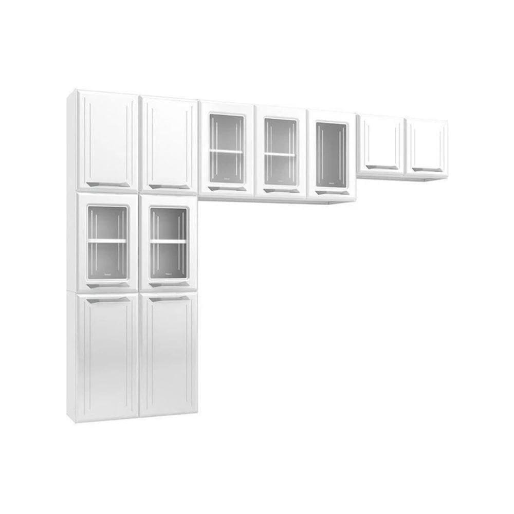 Cozinha Compacta Topazio C- 11 Portas ( 5 C- Vidro ) Branco - Telasul