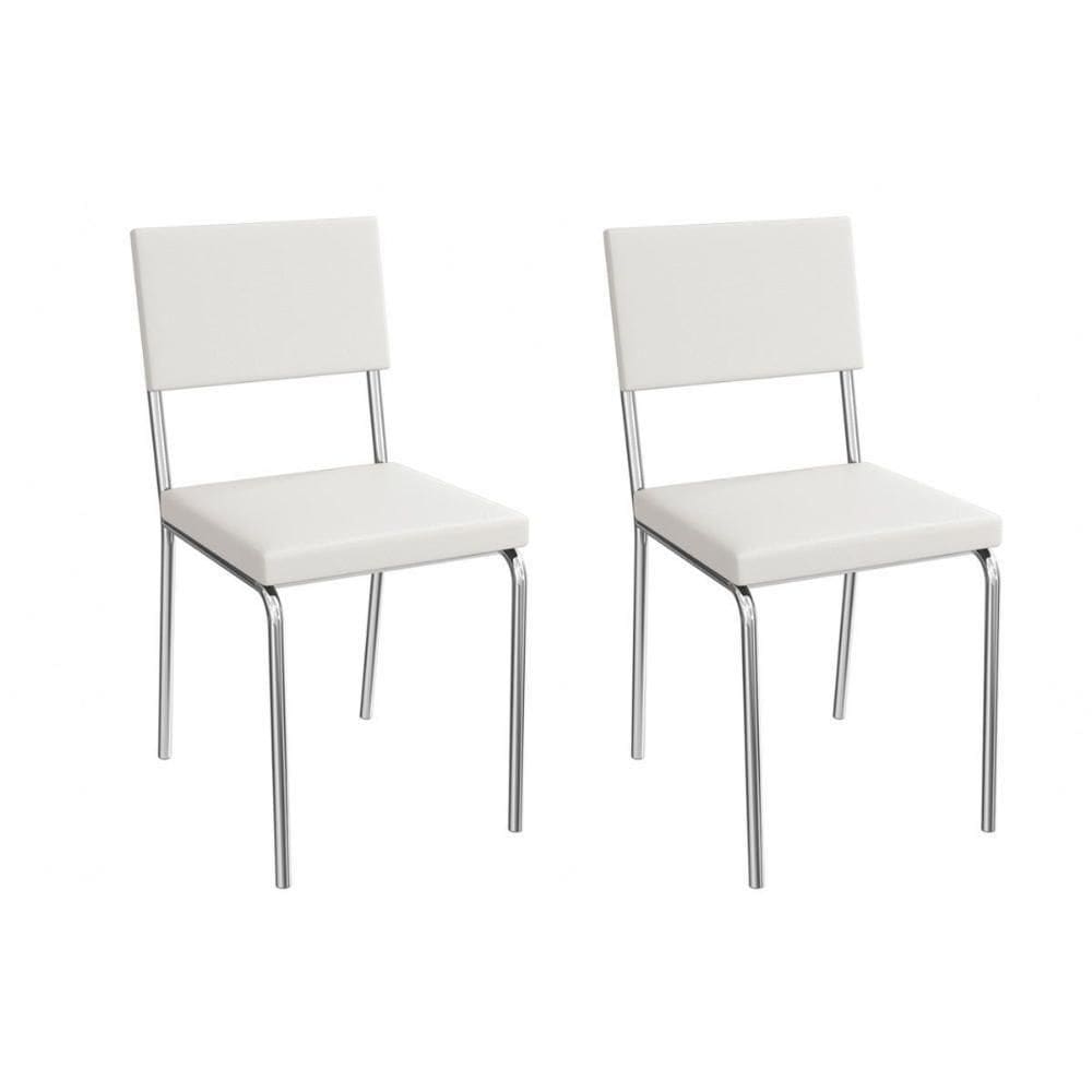 Cadeira De Cozinha Zaria 2c128cr Aço Kit 2 Un Cromado-ano Branco - Kappesberg