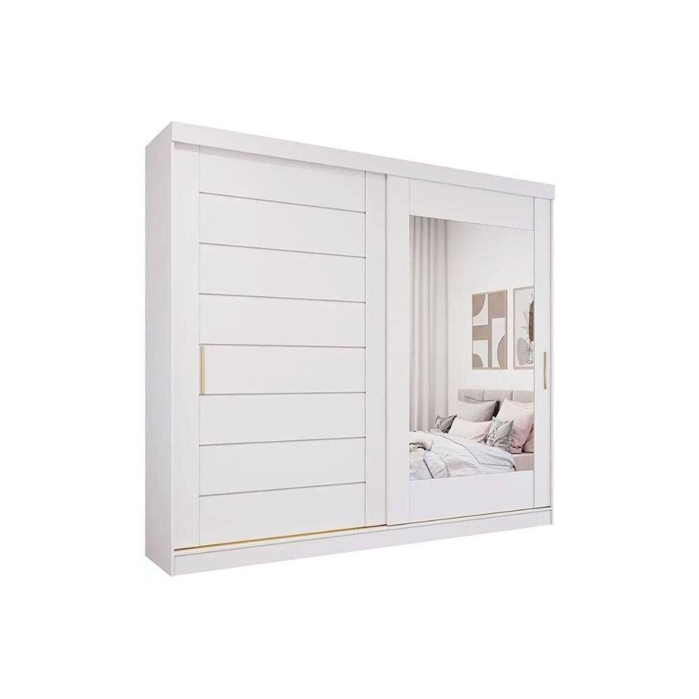 Guarda Roupa 2 Portas De Correr (1 C- Espelho) E 8 Gavetas Florença Branco - Panan