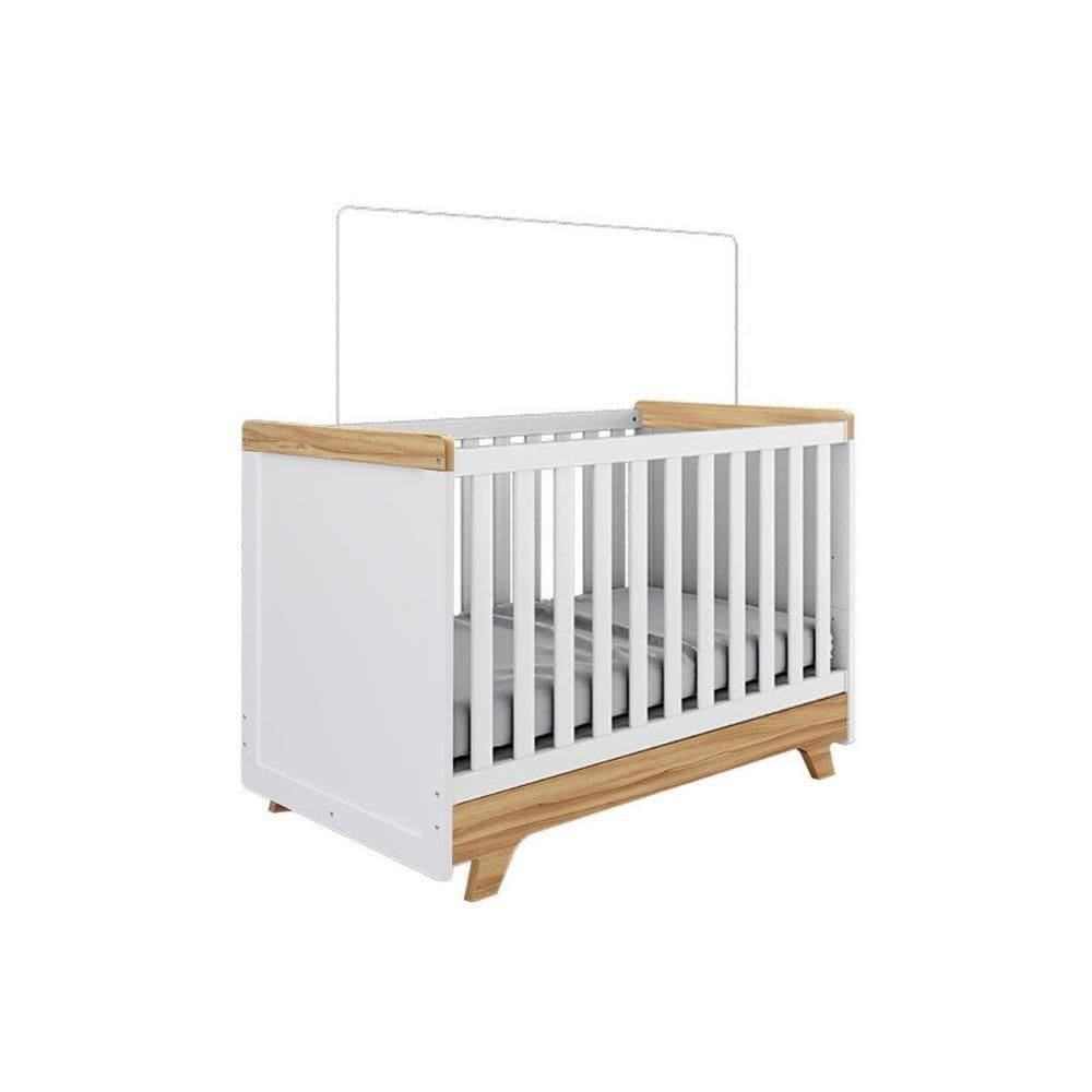 Berço - Mini Cama Infantil Retrô 2 Em 1 Branco-amendoa - Peroba