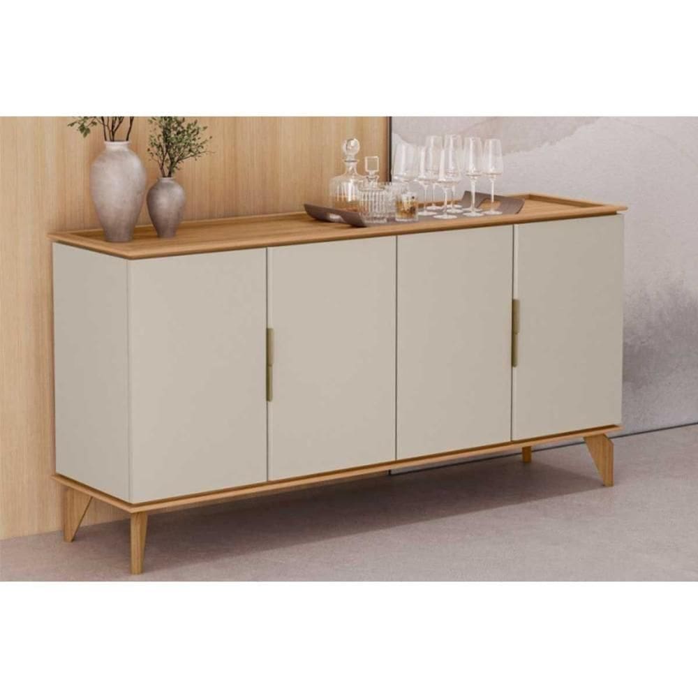 Buffet De Sala Jantar Evora C- 4 Portas Jequitiba-off White Fosco - Linea