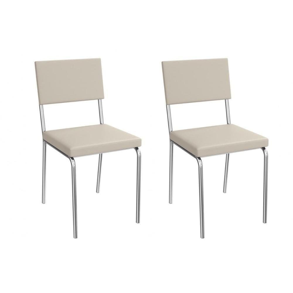 Kit 2 Cadeiras De Cozinha Zaria 2c128cr Aço 2 Un Cromado-ano Bege - Kappesberg