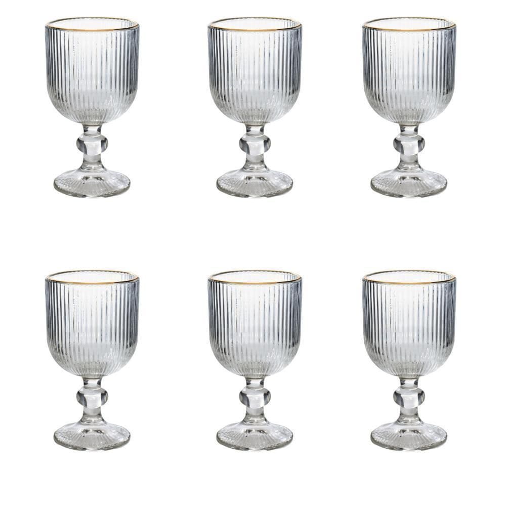 Jogo De Taça De Vidro Lotus Clear Gold 270 Ml 6 Peças