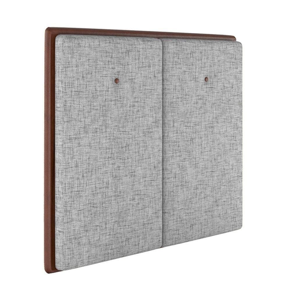 Cabeceira Estofada Casal 140 Cm Coral Linho Cinza