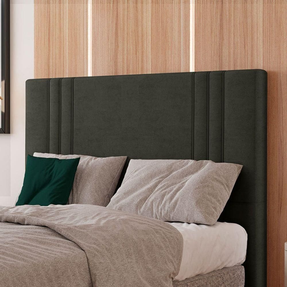 Cabeceira Estofada Casal 140 Cm Diamante Veludo Marrom