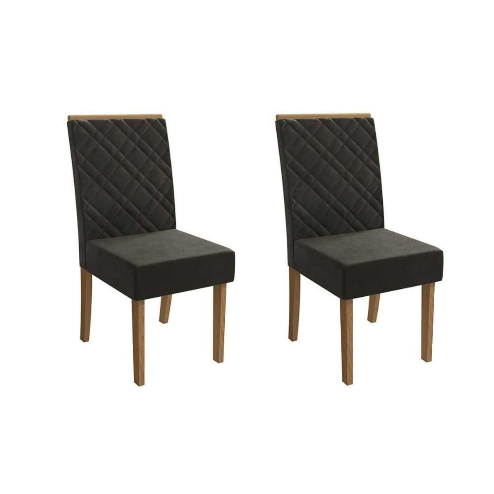 Cadeira De Cozinha Gardênia 2cad149 Madeirado Kit 2 Un Canela-suede Grafite - Kappesberg