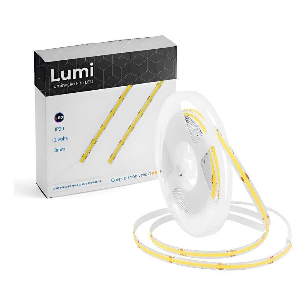 Fita Cob Led 320 Smd/M 12V 5 Metros 22W Ip20 Cor Da Luz Bran