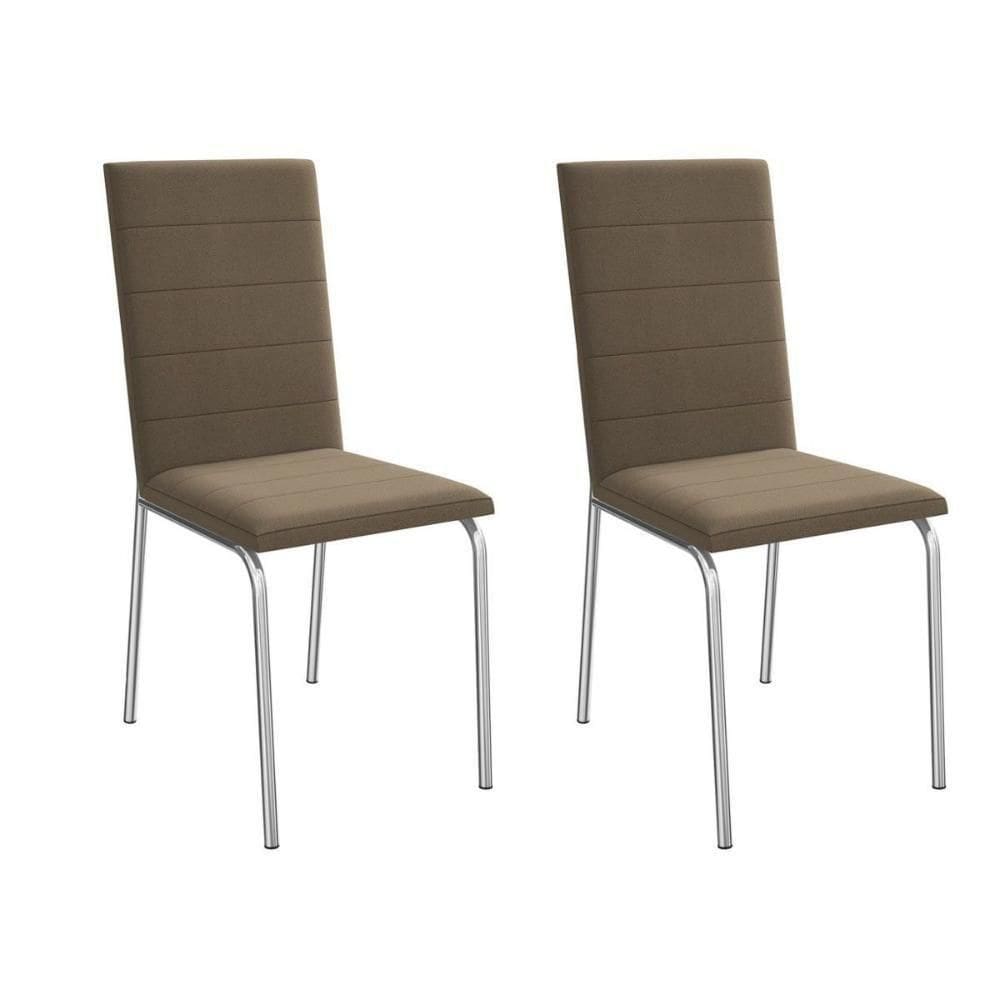 Kit 2 Cadeiras Sala Jantar Amsterdã 2c091 Aço 2 Un Cromado-suede Cappuccino - Kappesberg