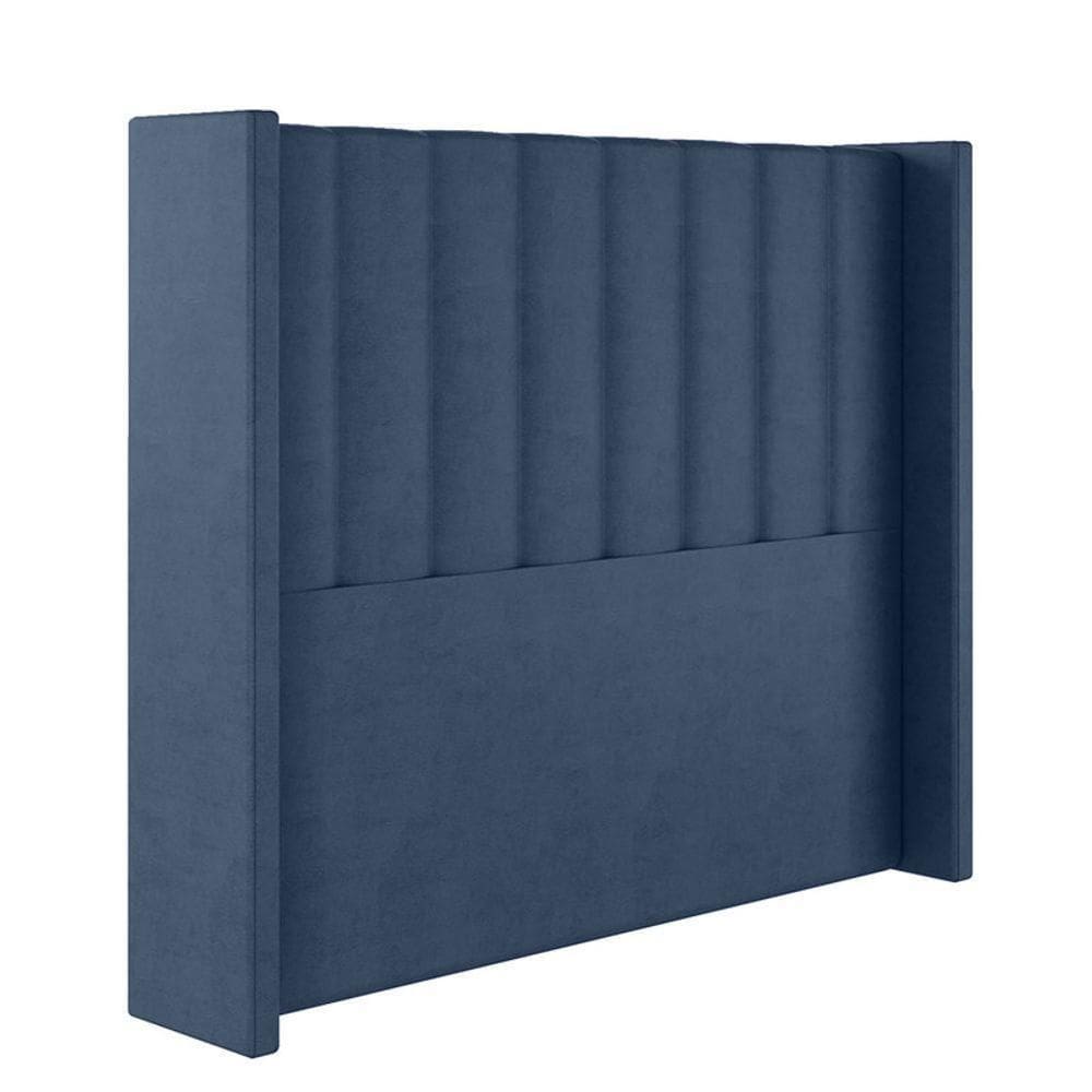 Cabeceira Estofada Casal 140 Cm Turquesa Veludo Azul Marinho