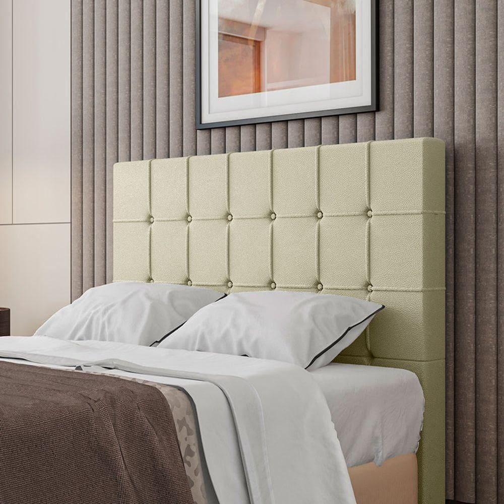 Cabeceira Estofada Casal 140 Cm Turmalina Corino Bege