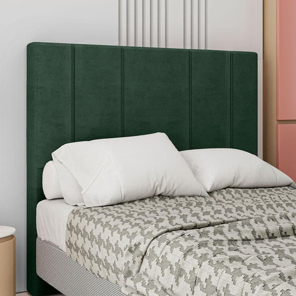 Cabeceira Estofada King 195 Cm Rubi Veludo Verde