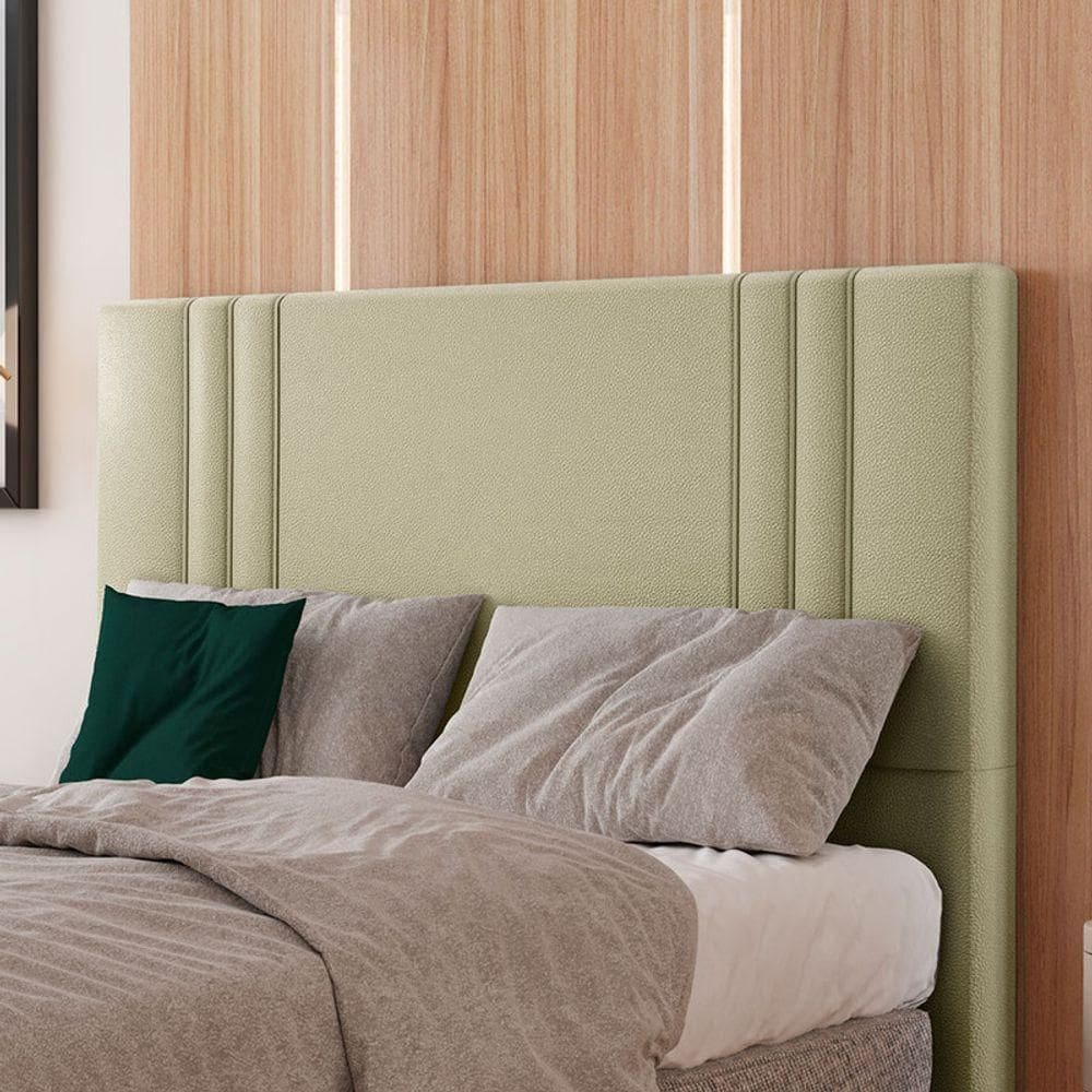 Cabeceira Estofada Solteiro 90 Cm Diamante Corino Bege