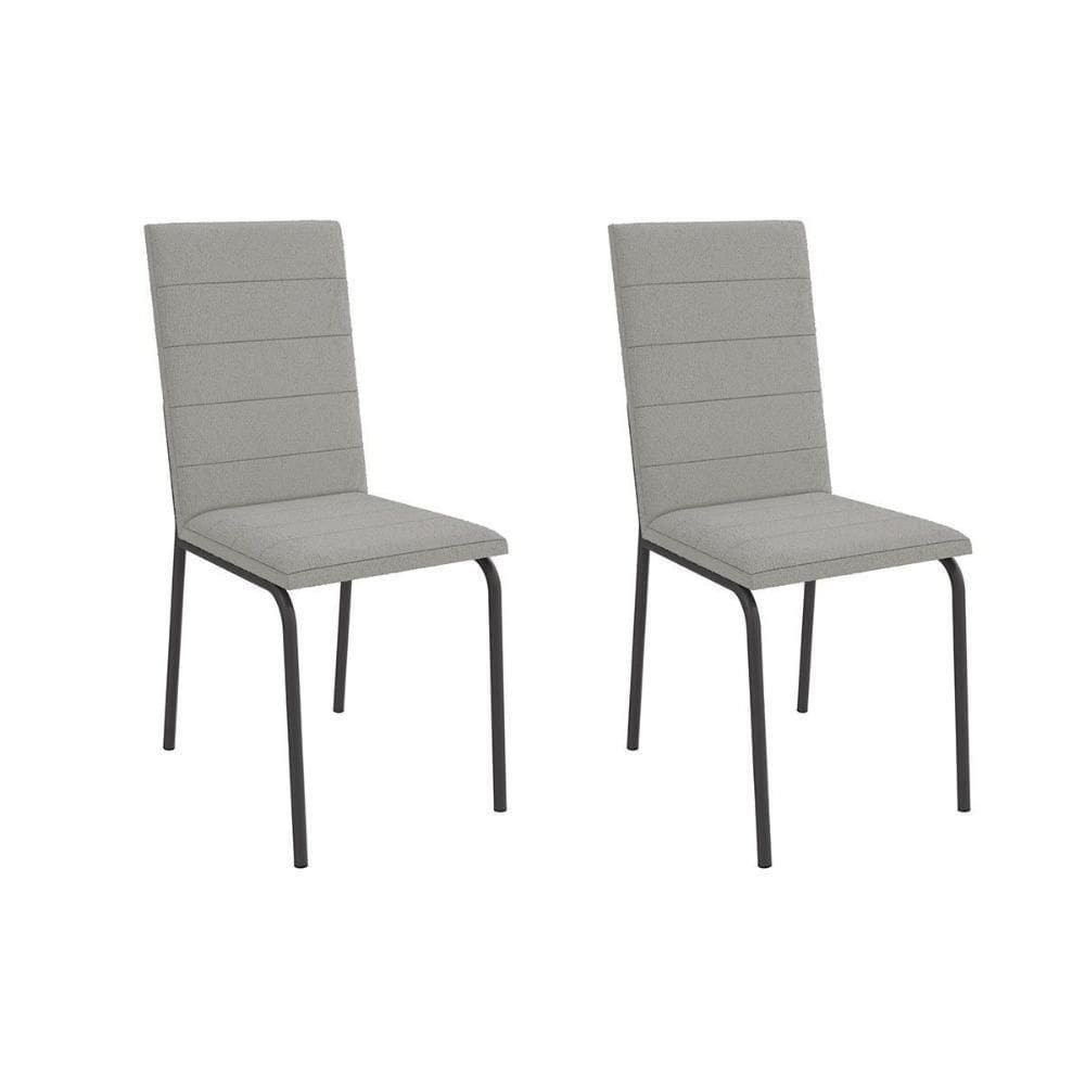 Cadeira De Cozinha Amsterdã 2c091 Aço Kit 2 Un Preto-boucle Cinza - Kappesberg