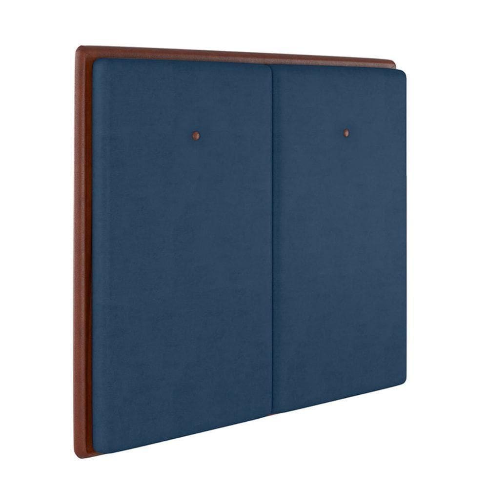 Cabeceira Estofada Solteiro 90 Cm Coral Veludo Azul Marinho