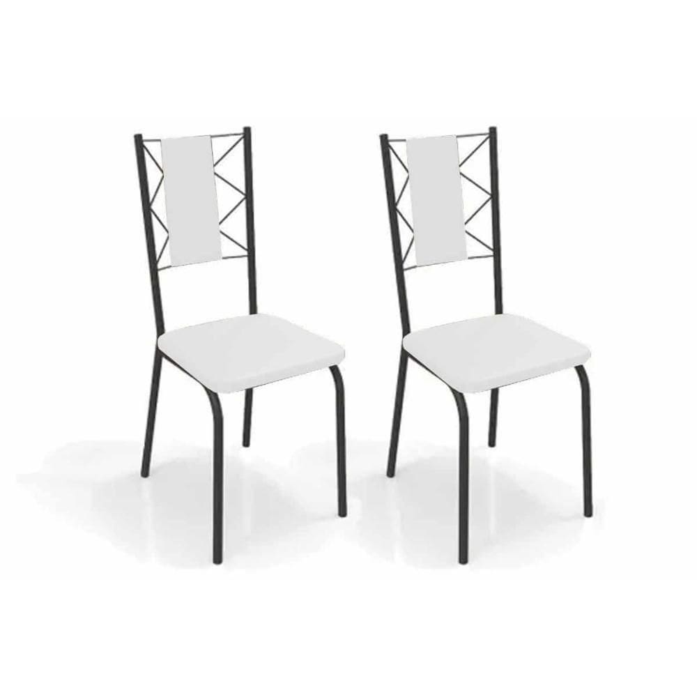 Kit 2 Cadeiras De Cozinha Lisboa 2c076prf Aço 2 Un Preto-ano Branco - Kappesberg